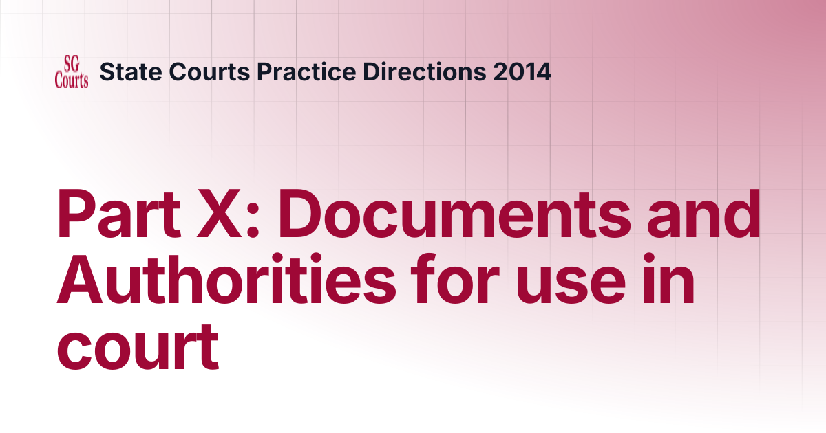 Part X: Documents and Authorities for use in court | State Courts ...